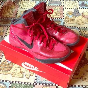 Red Nike basketball shoes